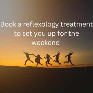 five dancing people at sunset